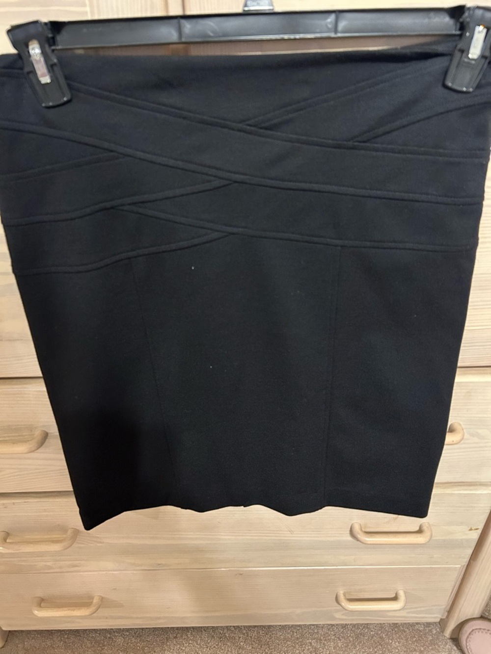 Alfani Black Ponte Pencil Skirt with Cross-Band Detail